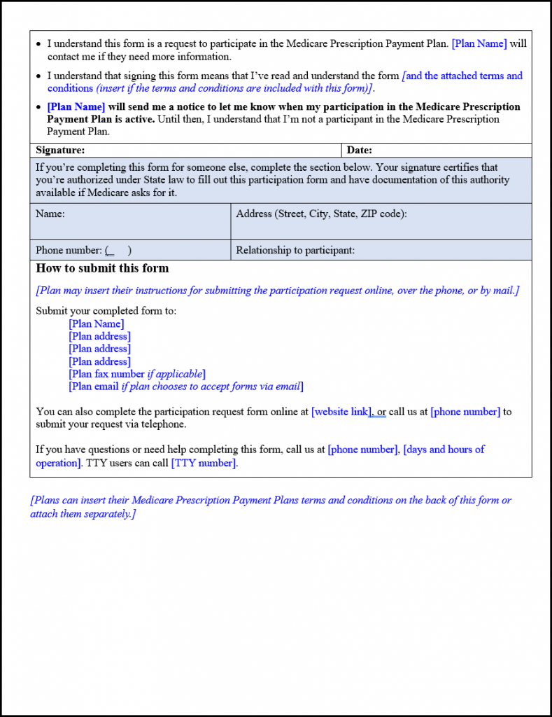 Medicare Prescription Payment Plan Election Request Form Final Page 2