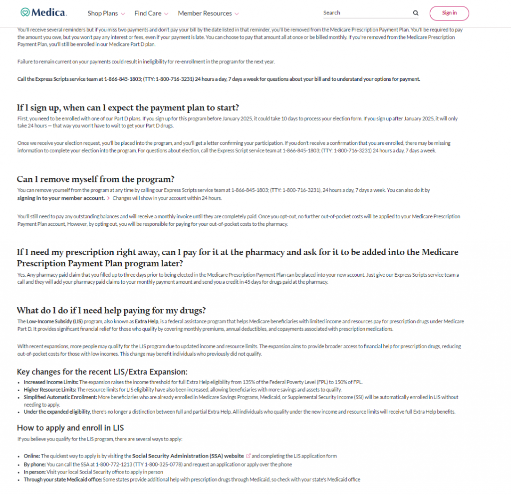 Medica's Medicare Prescription Payment Plan FAQs